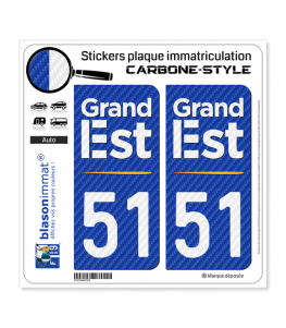 51 Grand Est - Région Carbone-Style | Stickers plaque immatriculation