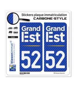 52 Grand Est - Région Carbone-Style | Stickers plaque immatriculation
