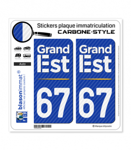 67 Grand Est - Région Carbone-Style | Stickers plaque immatriculation