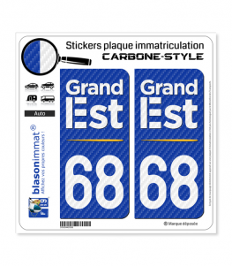 68 Grand Est - Région Carbone-Style | Stickers plaque immatriculation