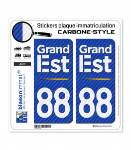 88 Grand Est - Région Carbone-Style | Stickers plaque immatriculation
