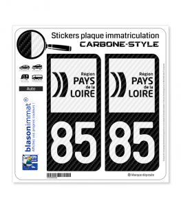 85 Pays de la Loire - LT bi-ton Carbone-Style | Stickers plaque immatriculation