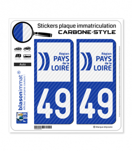 49 Pays de la Loire - LT bi-ton Carbone-Style | Stickers plaque immatriculation