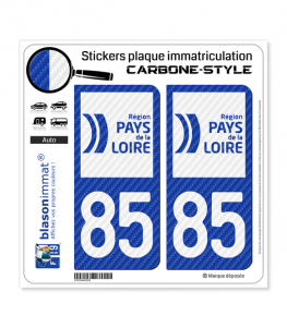 85 Pays de la Loire - LT bi-ton Carbone-Style | Stickers plaque immatriculation