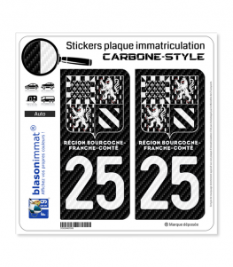 25 Bourgogne-Franche-Comté - LT II bi-ton Carbone-Style | Stickers plaque immatriculation