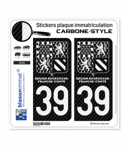 39 Bourgogne-Franche-Comté - LT II bi-ton Carbone-Style | Stickers plaque immatriculation