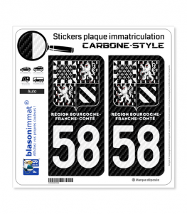 58 Bourgogne-Franche-Comté - LT II bi-ton Carbone-Style | Stickers plaque immatriculation