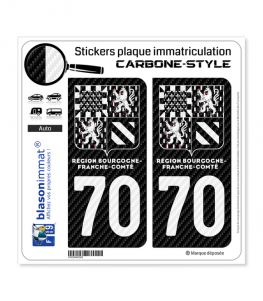 70 Bourgogne-Franche-Comté - LT II bi-ton Carbone-Style | Stickers plaque immatriculation