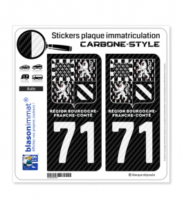 71 Bourgogne-Franche-Comté - LT II bi-ton Carbone-Style | Stickers plaque immatriculation