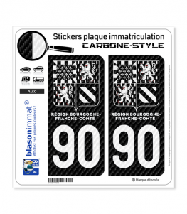 90 Bourgogne-Franche-Comté - LT II Carbone-Style | Stickers plaque immatriculation