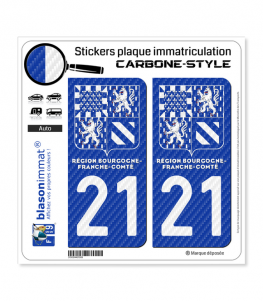 21 Bourgogne-Franche-Comté - LT II bi-ton Carbone-Style | Stickers plaque immatriculation