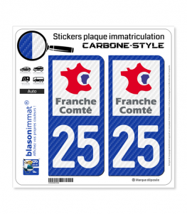 25 Franche-Comté - LT Carbone-Style | Stickers plaque immatriculation