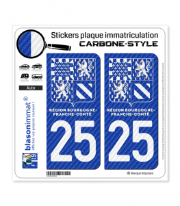 25 Bourgogne-Franche-Comté - LT II bi-ton Carbone-Style | Stickers plaque immatriculation