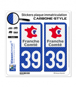 39 Franche-Comté - LT Carbone-Style | Stickers plaque immatriculation
