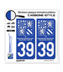 39 Bourgogne-Franche-Comté - LT II bi-ton Carbone-Style | Stickers plaque immatriculation