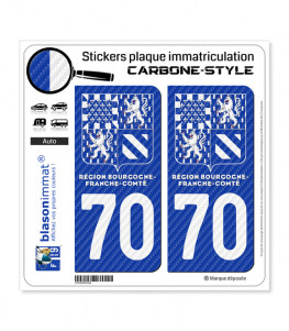 70 Bourgogne-Franche-Comté - LT II bi-ton Carbone-Style | Stickers plaque immatriculation