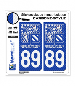 89 Bourgogne-Franche-Comté - LT II bi-ton Carbone-Style | Stickers plaque immatriculation