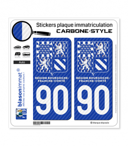 90 Bourgogne-Franche-Comté - LT II Carbone-Style | Stickers plaque immatriculation
