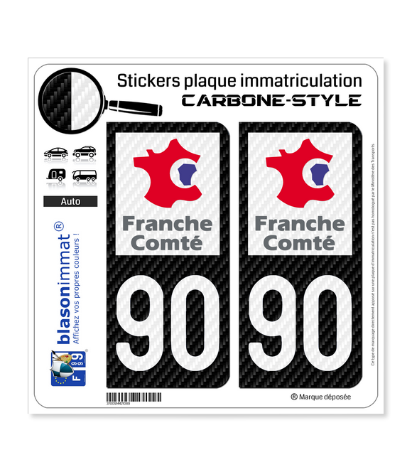 90 Franche-Comté - LT Carbone-Style | Stickers plaque immatriculation