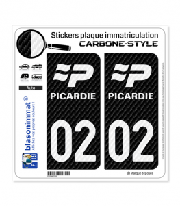 02 Picardie - LT Carbone-Style | Stickers plaque immatriculation