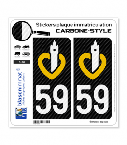 59 Nord-Pas de Calais - LT Carbone-Style | Stickers plaque immatriculation