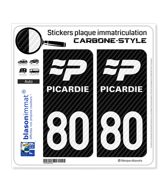 80 Picardie - LT Carbone-Style | Stickers plaque immatriculation