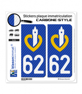 62 Nord-Pas de Calais - LT Carbone-Style | Stickers plaque immatriculation