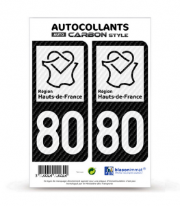 80 Hauts-de-France - LT bi-ton Carbone-Style | Stickers plaque immatriculation