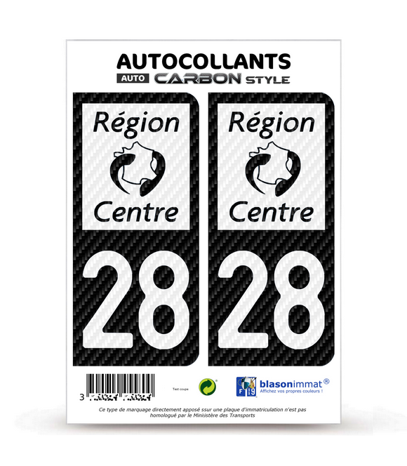 28 Centre - LT bi-ton Carbone-Style | Stickers plaque immatriculation