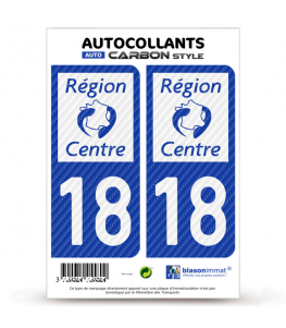 18 Centre - LT bi-ton Carbone-Style | Stickers plaque immatriculation