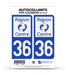 36 Centre - LT bi-ton Carbone-Style | Stickers plaque immatriculation
