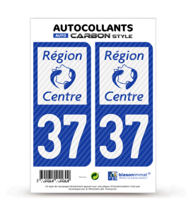 37 Centre - LT bi-ton Carbone-Style | Stickers plaque immatriculation
