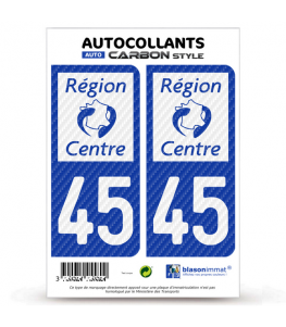 45 Centre - LT bi-ton Carbone-Style | Stickers plaque immatriculation