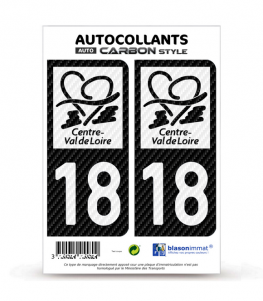18 Centre-Val de Loire - LT bi-ton Carbone-Style | Stickers plaque immatriculation