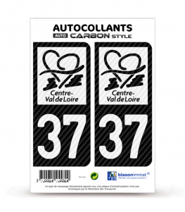 37 Centre-Val de Loire - LT bi-ton Carbone-Style | Stickers plaque immatriculation