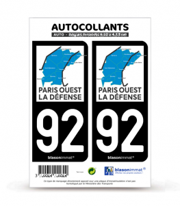 92 Paris Ouest la Défense - Territoire | Autocollant plaque immatriculation