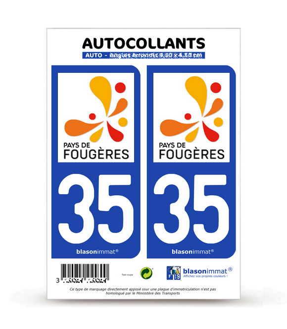 35 Fougères - Pays | Autocollant plaque immatriculation