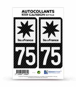 75 Île-de-France - LT bi-ton Carbone-Style | Stickers plaque immatriculation