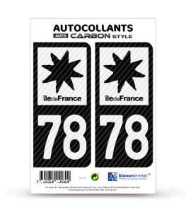 78 Île-de-France - LT bi-ton Carbone-Style | Stickers plaque immatriculation