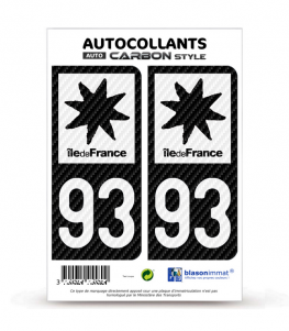 93 Île-de-France - LT bi-ton Carbone-Style | Stickers plaque immatriculation