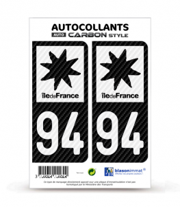 94 Île-de-France - LT bi-ton Carbone-Style | Stickers plaque immatriculation