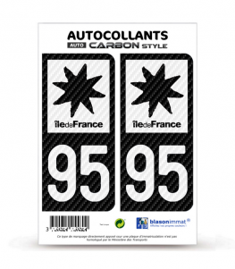 95 Île-de-France - LT bi-ton Carbone-Style | Stickers plaque immatriculation