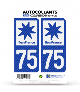 75 Île-de-France - LT bi-ton Carbone-Style | Stickers plaque immatriculation