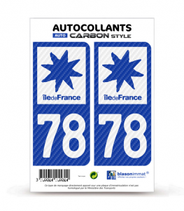 78 Île-de-France - LT bi-ton Carbone-Style | Stickers plaque immatriculation
