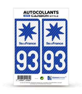 93 Île-de-France - LT bi-ton Carbone-Style | Stickers plaque immatriculation