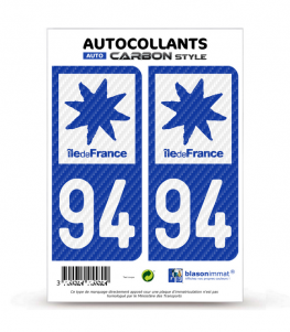 94 Île-de-France - LT bi-ton Carbone-Style | Stickers plaque immatriculation