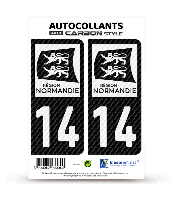 14 Normandie - LT bi-ton Carbone-Style | Stickers plaque immatriculation