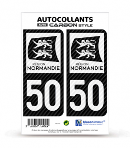 50 Normandie - LT bi-ton Carbone-Style | Stickers plaque immatriculation