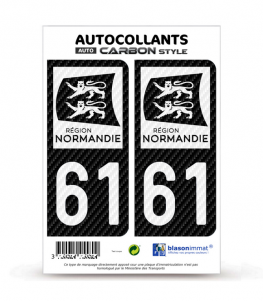 61 Normandie - LT bi-ton Carbone-Style | Stickers plaque immatriculation