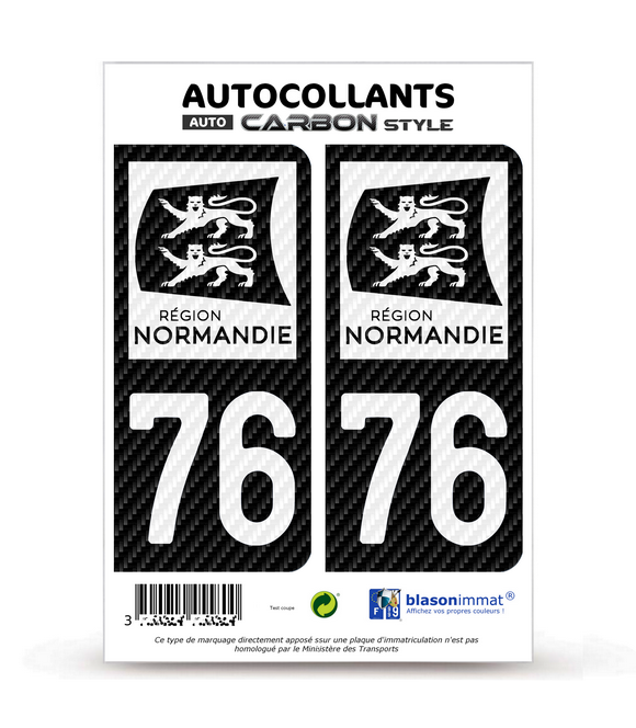 76 Normandie - LT bi-ton Carbone-Style | Stickers plaque immatriculation